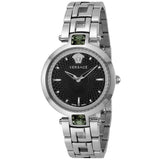 Versace Crystal Gleam Guilloche Black Dial Silver Steel Strap Watch for Women - VAN030016 Authentic Buy Shop Now