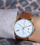 Tommy Hilfiger Jenna Quartz White Dial Brown Leather Strap Watch for Women - 1782073 Authentic Buy Shop Now
