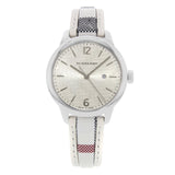 Burberry The Classic Guilloche Silver Dial Grey Leather Strap Watch for Women - BU10113 Authentic Buy Shop Now