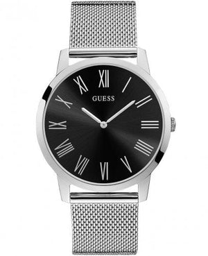 Guess Analog Black Dial Silver Mesh Bracelet Watch for Men - W1263G1 Authentic Buy Shop Now