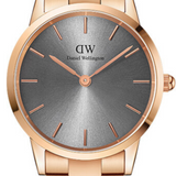 Daniel Wellington Iconic Link Grey Dial Rose Gold Steel Strap Watch For Women - DW00100332 Authentic Buy Shop Now
