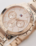 Tommy Hilfiger Haven Chronograph Rose Gold Dial Rose Gold Steel Strap Watch For Women - 1782197 Authentic Buy Shop Now
