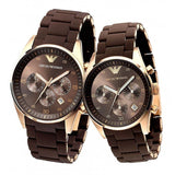 Emporio Armani Sportivo Chronograph Brown Dial Brown Silicone Strap Watch For Men - AR5891 Authentic Buy Shop Now