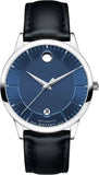 Movado 1881 Automatic Blue Dial Black Leather Strap Watch For Men - 606874 Authentic Buy Shop Now