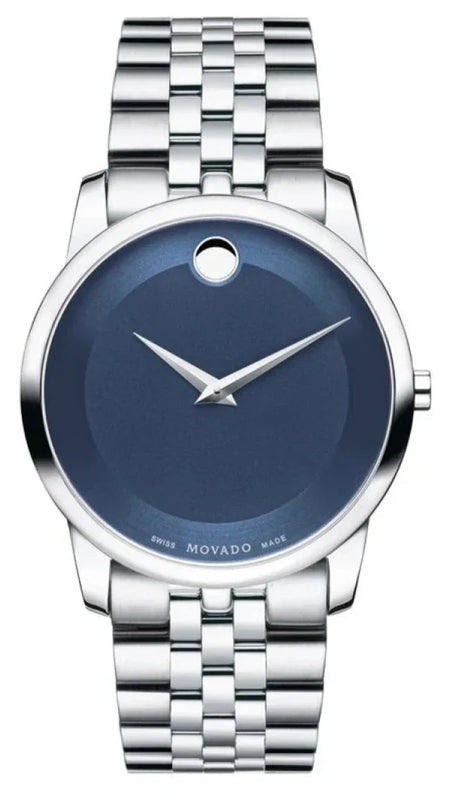 Movado Museum Classic Blue Dial Silver Steel Strap Watch for Men - 606982 Authentic Buy Shop Now
