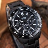 Fossil Garrett Chronograph Black Dial Black Steel Strap Watch for Men - FS5773 Authentic Buy Shop Now