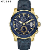 Guess Pinnacle Chronograph Quartz Blue Dial Blue Leather Strap Watch For Men - W0673G2 Authentic Buy Shop Now