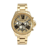 Michael Kors Wren Chronograph Crystal Pave Gold Dial Gold Steel Strap Watch for Women - MK6095 Authentic Buy Shop Now