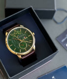 Tommy Hilfiger Hunter Green Dial Brown Leather Strap Watch for Men - 1791607 Authentic Buy Shop Now