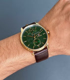 Tommy Hilfiger Hunter Green Dial Brown Leather Strap Watch for Men - 1791607 Authentic Buy Shop Now