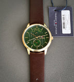 Tommy Hilfiger Hunter Green Dial Brown Leather Strap Watch for Men - 1791607 Authentic Buy Shop Now