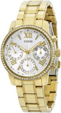 Guess Mini Sunrise Diamonds Silver Dial Gold Steel Strap Watch for Women - W0623L3 Authentic Buy Shop Now