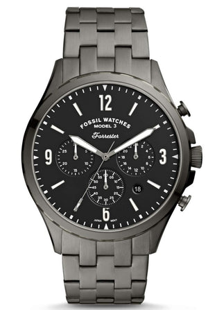 Fossil Forrester Chronograph Black Dial Grey Steel Strap Watch for Men - FS5606 Authentic Buy Shop Now