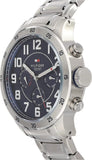 Tommy Hilfiger Trent Chronograph Blue Dial Silver Steel Strap Watch for Men - 1791053 Authentic Buy Shop Now