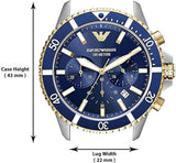 Emporio Armani Mario Chronograph Blue Dial Two Tone Steel Strap Watch For Men - AR11362 Authentic Buy Shop Now