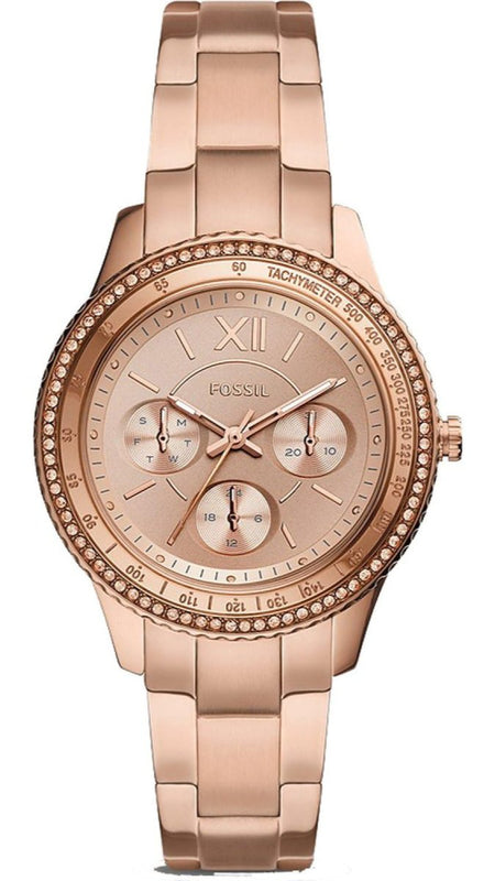 Fossil Stella Sport Multifunction Rose Gold Dial Rose Gold Steel Strap Watch for Women - ES5106 Authentic Buy Shop Now