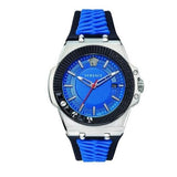 Versace Chain Reaction Quartz Blue Dial Blue & Black Leather Strap Watch for Men - VEDY00119 Authentic Buy Shop Now