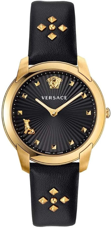 Versace Audrey Quartz Black Dial Black Leather Strap Watch for Women - VELR00319 Authentic Buy Shop Now
