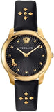 Versace Audrey Quartz Black Dial Black Leather Strap Watch for Women - VELR00319 Authentic Buy Shop Now