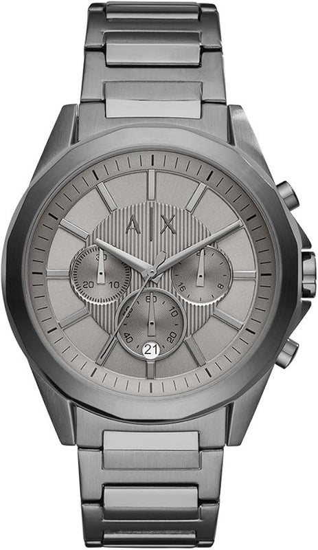 Armani Exchange Drexler Chronograph Grey Dial Grey Steel Strap Watch For Men - AX2603 Authentic Buy Shop Now