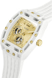 Guess Phoenix Analog Gold Dial White Silicone Strap Watch For Men - GW0499G5 Authentic Buy Shop Now