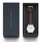 Daniel Wellington Dapper Bristol White Dial Brown Leather Strap Watch For Women - DW00100090 Authentic Buy Shop Now