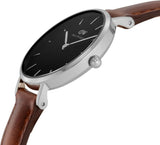 Daniel Wellington Classic Petite St Mawes Black Dial Brown Leather Strap Watch For Women - DW00100237 Authentic Buy Shop Now
