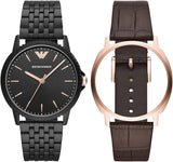 Emporio Armani Interchangeable Black Dial Black Steel Strap Watch For Men - AR80021 Authentic Buy Shop Now