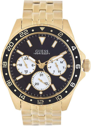 Guess Odyssey Multifunction Black Dial Gold Steel Strap Watch For Men - W1107G4 Authentic Buy Shop Now