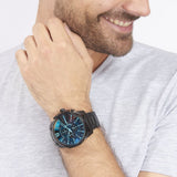 Diesel Mega Chief Chronograph Black Dial Black Steel Strap Watch For Men - DZ4318 Authentic Buy Shop Now