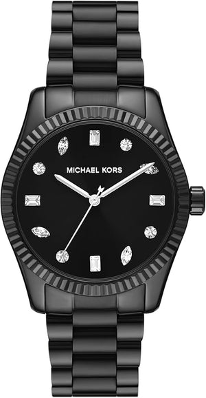 Michael Kors Lexington Lux Black Dial Black Steel Strap Watch For Women - MK7442 Authentic Buy Shop Now