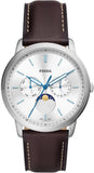 Fossil Neutra Minimalist Moonphase Silver Dial Brown Leather Strap Watch for Men - FS5905 Authentic Buy Shop Now