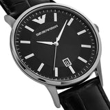 Emporio Armani Renato Analog Black Dial Black Leather Strap Watch For Men - AR11186 Authentic Buy Shop Now
