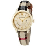 Burberry Classic Champagne Gold Dial Horseferry Leather Strap Watch for Women - BU10104 Authentic Buy Shop Now