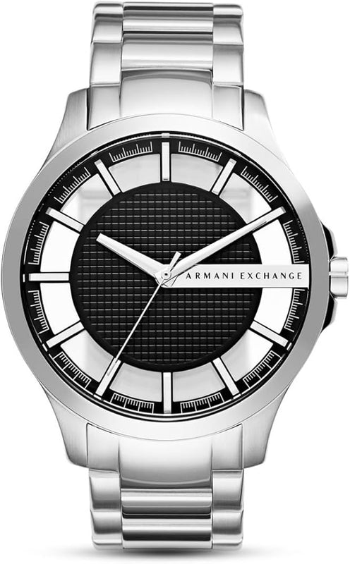 Armani Exchange Hampton Chronograph Black Dial Silver Steel Strap Watch For Men - AX2179 Authentic Buy Shop Now