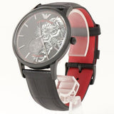 Emporio Armani Meccanico Skeleton Black Dial Black Leather Strap Watch For Men - AR60046 Authentic Buy Shop Now