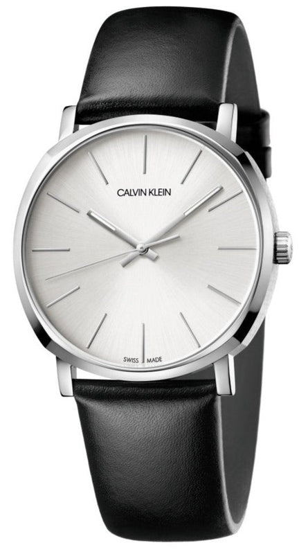 Calvin Klein Posh Silver Dial Black Leather Strap Watch for Men - K8Q311C6 Authentic Buy Shop Now
