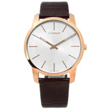Calvin Klein City Silver Dial Brown Leather Strap Watch For Men - K2G21629 Authentic Buy Shop Now