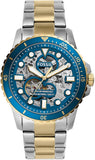 Fossil FB-01 Automatic Skeleton Blue Dial Two Tone Steel Strap Watch for Men - ME3191 Authentic Buy Shop Now