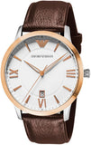 Emporio Armani Giovanni Quartz White Dial Brown Leather Strap Watch For Men - AR11211 Authentic Buy Shop Now