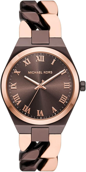 Michael Kors Lennox Analog Brown Dial Two Tone Steel Strap Watch for Women - MK7501 Authentic Buy Shop Now