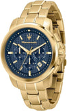 Maserati Successo Chronograph Blue Dial Gold Steel Strap Watch For Men - R8873621021 Authentic Buy Shop Now