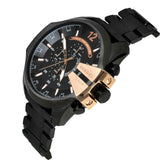 Diesel Mega Chief Chronograph Black Dial Black Steel Strap Watch For Men - DZ4309 Authentic Buy Shop Now