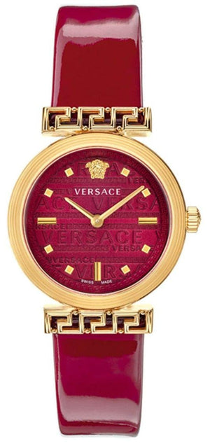 Versace Greca Meander Red Dial Red Leather Strap Watch for Women - VELW00320 Authentic Buy Shop Now