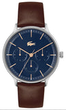 Lacoste Club Blue Dial Brown Leather Strap Watch for Men - 2011227 Authentic Buy Shop Now