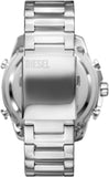Diesel Mega Chief Chronograph Blue Dial Silver Steel Strap Watch For Men - DZ4417 Authentic Buy Shop Now