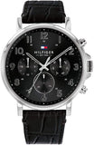 Tommy Hilfiger Baker Chronograph Black Dial Black Leather Strap Watch For Men - 1710449 Authentic Buy Shop Now