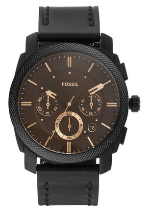 Fossil Machine Chronograph Black Dial Black Leather Strap Watch for Men - FS5586 Authentic Buy Shop Now