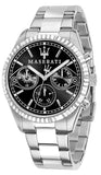 Maserati Competizione Chronograph Black Dial Silver Steel Strap Watch For Men - R8853100014 Authentic Buy Shop Now
