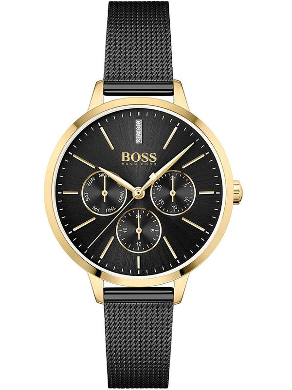 Hugo Boss Symphony Black Dial Black Mesh Bracelet Watch for Women - 1502601 Authentic Buy Shop Now